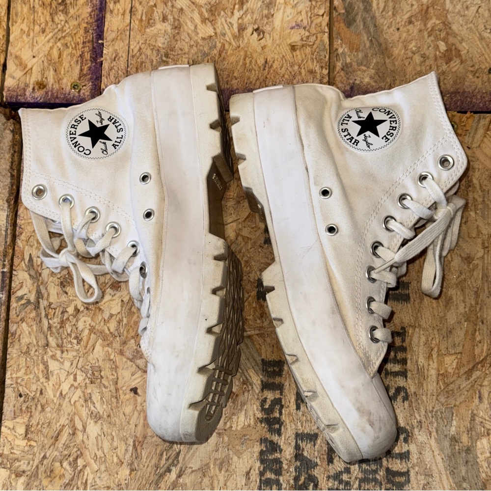 Converse Chuck Taylor All Star White Lugged High Top Sneakers Chunky‎ Platform 9